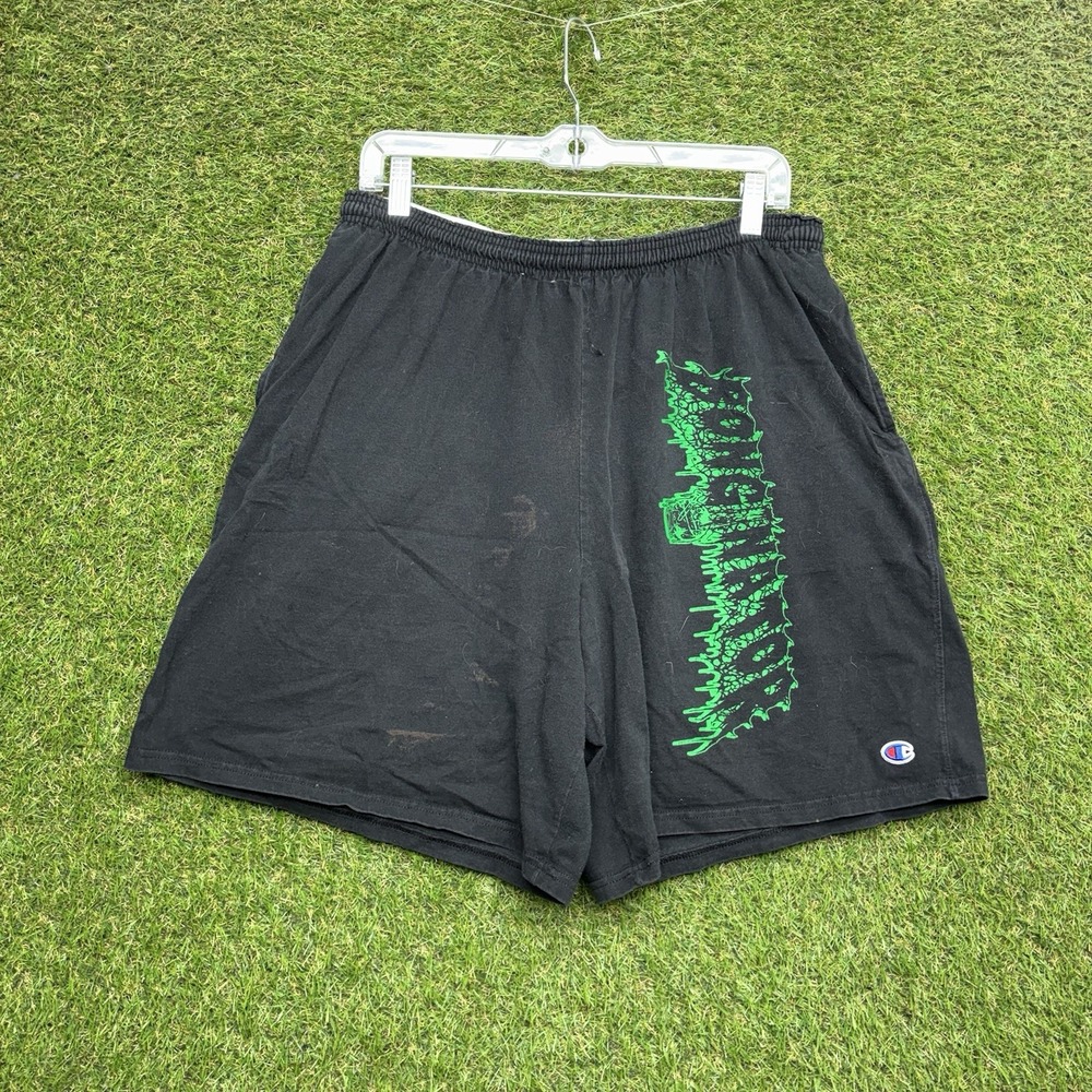 Metal Band Graphic Shorts Mens XL Black Pull On Weed Grunge Bong Nator Stretch